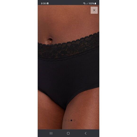 New Large Savage X Fenty Black Caviar Cotton Essential Lace Trim Shortie Panties - Picture 4 of 9